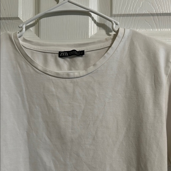 Zara Classic White Short Sleeve Crop Tee - Picture 3 of 3